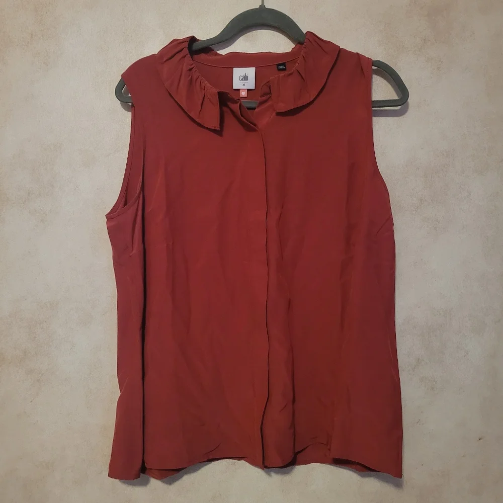 Cabi Red Scorch Top Women's Sleeveless Blouse 4733 Size Medium - Picture 1 of 4
